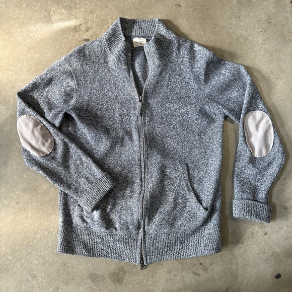 Hartford Sweater Mens M Elbow Patch Knit Full Zip Preppy 100% Wool Zip Cardigan - Picture 1 of 8